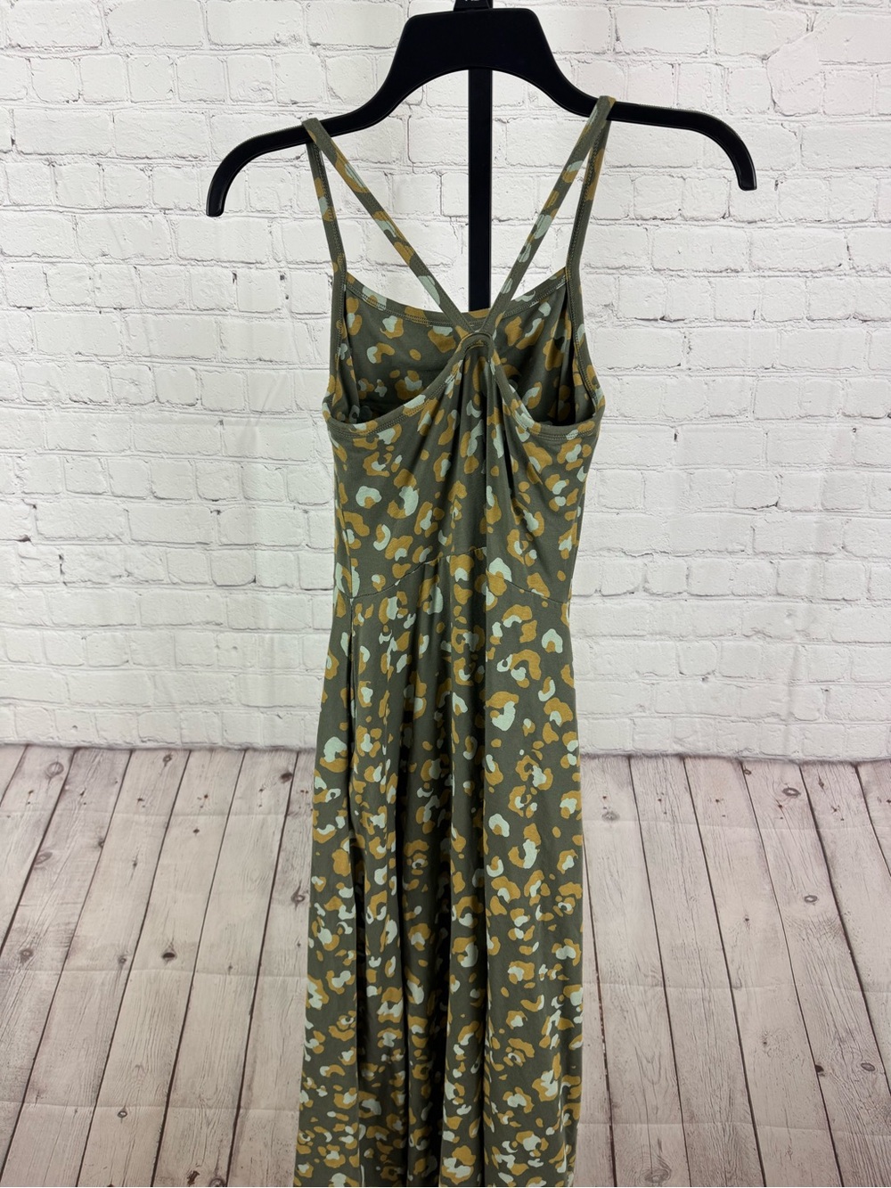 Pact Organic Cotton Fit & Flare Midi Dress Green Leopard Print Size Small - Picture 7 of 8